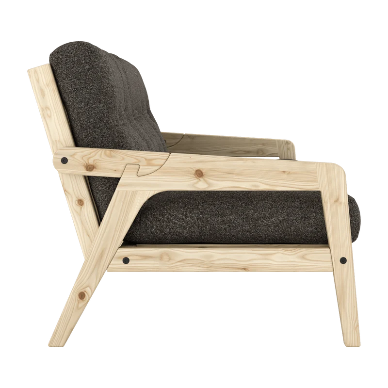 Canapé convertible en pin avec son matelas futon mellow brown Grab - Karup Design