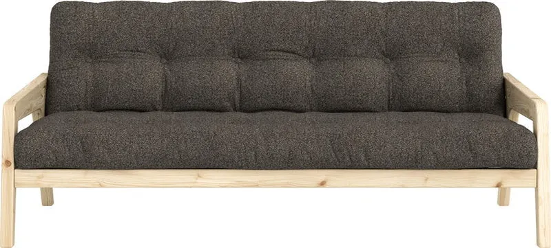 Canapé convertible en pin avec son matelas futon mellow brown Grab - Karup Design
