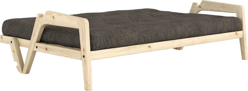 Canapé convertible en pin avec son matelas futon mellow brown Grab - Karup Design