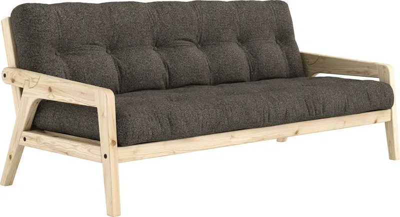 Canapé convertible en pin avec son matelas futon mellow brown Grab - Karup Design