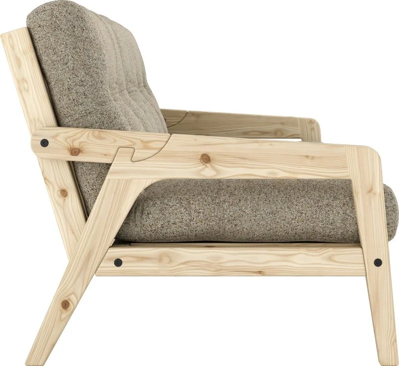 Canapé convertible en pin avec son matelas futon warm sand Grab - Karup Design