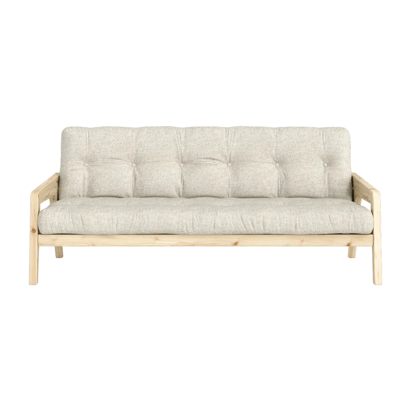 Canapé convertible en pin avec son matelas futon soft chalk Grab - Karup Design