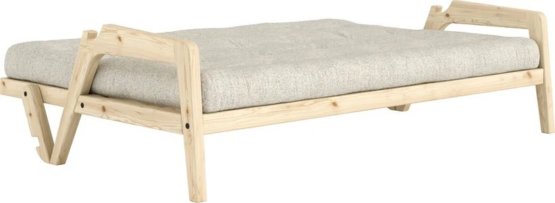 Canapé convertible en pin avec son matelas futon soft chalk Grab - Karup Design