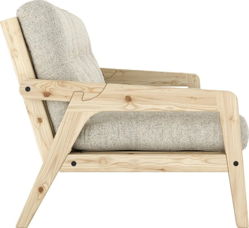 Canapé convertible en pin avec son matelas futon soft chalk Grab - Karup Design