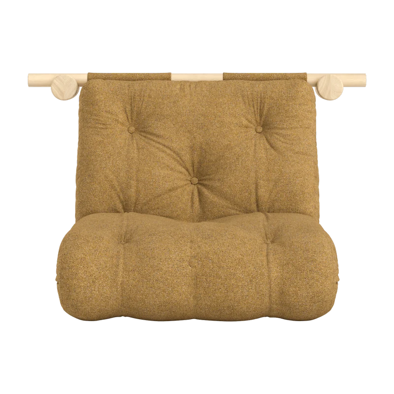 Fauteuil convertible en pin 75x200cm avec son matelas ocre golden ochre Hooked raw - Karup Design