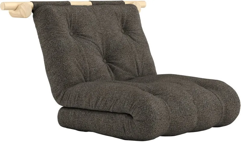 Fauteuil convertible en pin 75x200cm avec son matelas marron mellow brown Hooked raw - Karup Design
