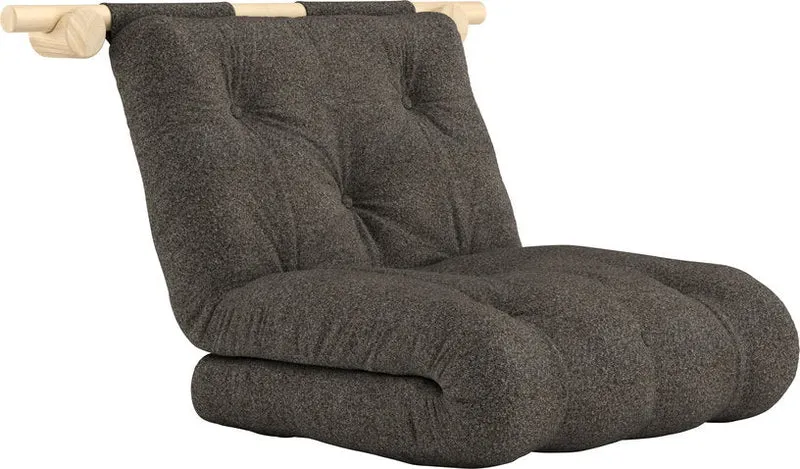 Fauteuil convertible en pin 75x200cm avec son matelas marron mellow brown Hooked raw - Karup Design