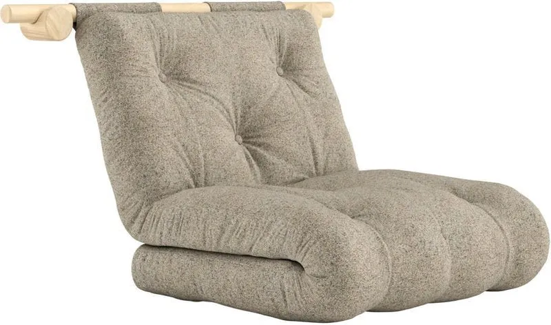 Fauteuil convertible en bois de pin 75x200cm avec matelas beige warm Hooked raw - Karup Design