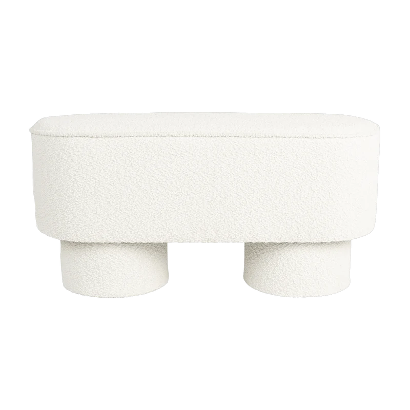 Banc en tissu blanc 93x35x44,5cm Lumo - The Cool Republic