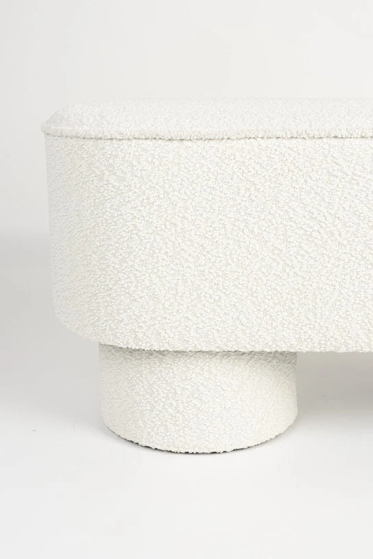 Banc en tissu blanc 93x35x44,5cm Lumo - The Cool Republic