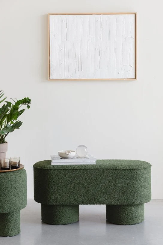 Banc en tissu vert 93x35x44,5cm Lumo - The Cool Republic