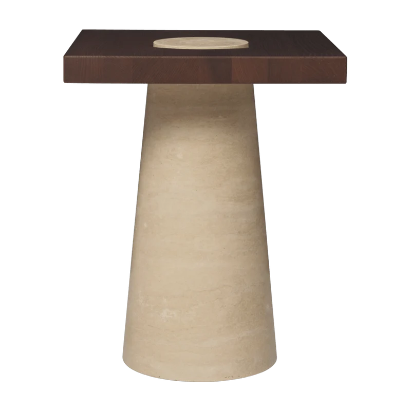 Table d'appoint en travertin et frêne carbonisé 40x50cm Grova - Ferm living