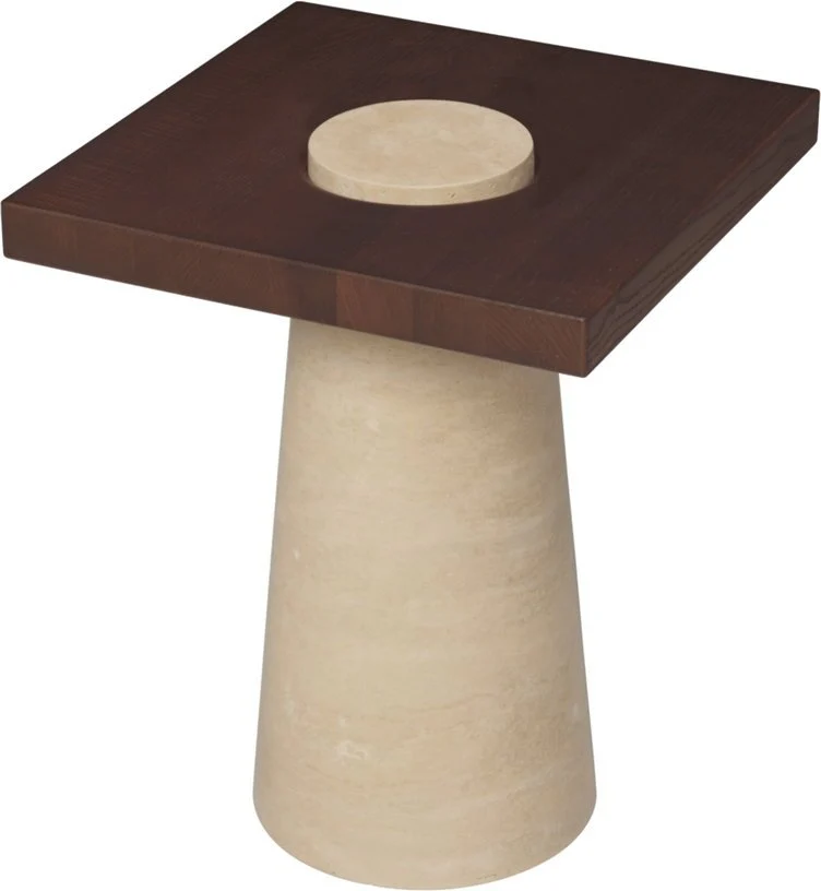 Table d'appoint en travertin et frêne carbonisé 40x50cm Grova - Ferm living