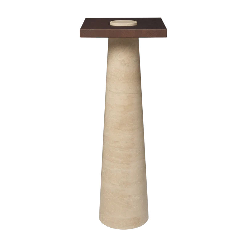 Table d'appoint en travertin et frêne carbonisé 30x80cm Grova - Ferm living