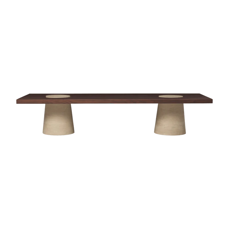 Table basse en en travertin et frêne carbonisé 55x155x34cm Grova - Ferm living