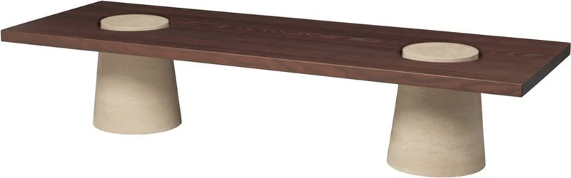 Table basse en en travertin et frêne carbonisé 55x155x34cm Grova - Ferm living