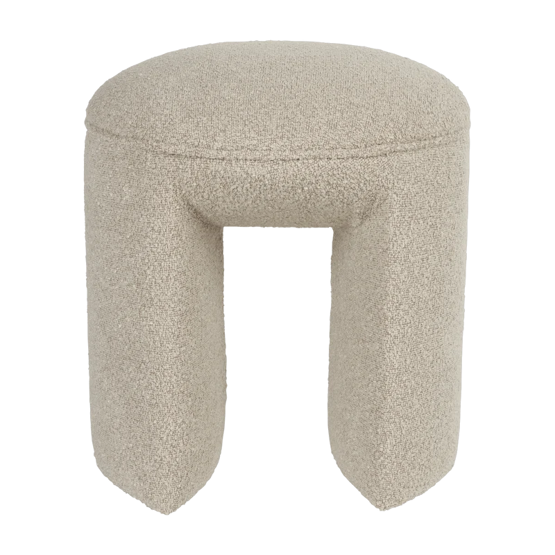 Tabouret en tissu beige 42x46cm Elio - The Cool Republic