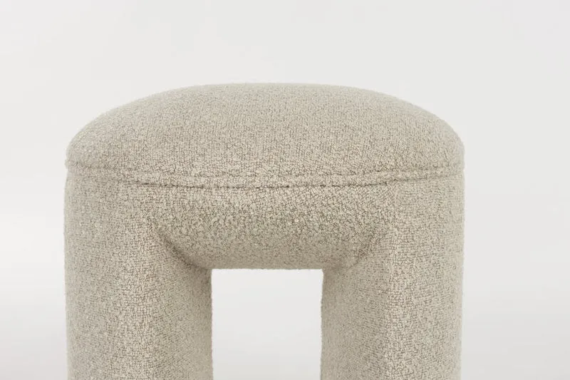 Tabouret en tissu beige 42x46cm Elio - The Cool Republic