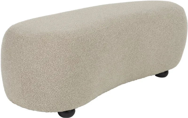 Banc en tissu beige 120x46x41cm Elio - The Cool Republic