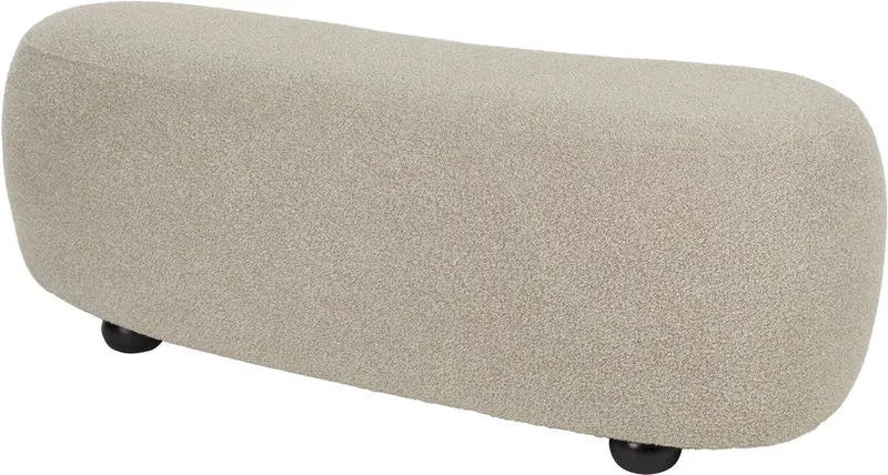 Banc en tissu beige 120x46x41cm Elio - The Cool Republic