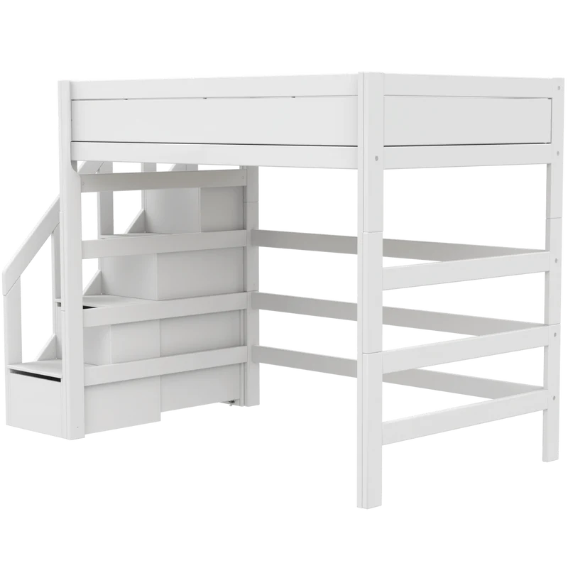 Lifetime Kidsrooms Hochbett 120 mit Treppe - 177 cm Whitewash