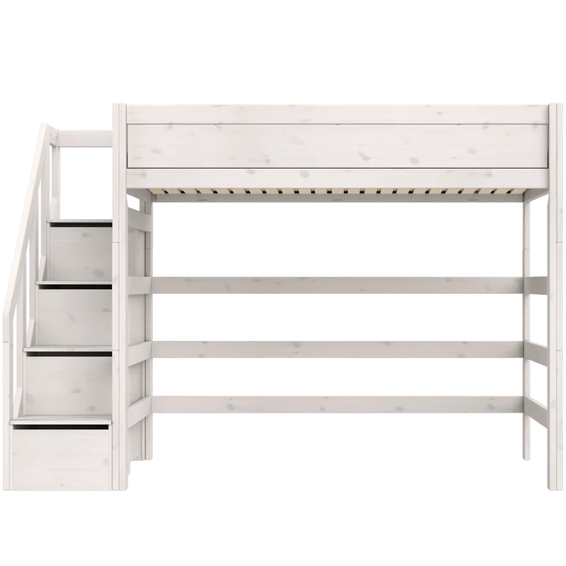 Lifetime Kidsrooms Hochbett 120 mit Treppe - 177 cm Whitewash