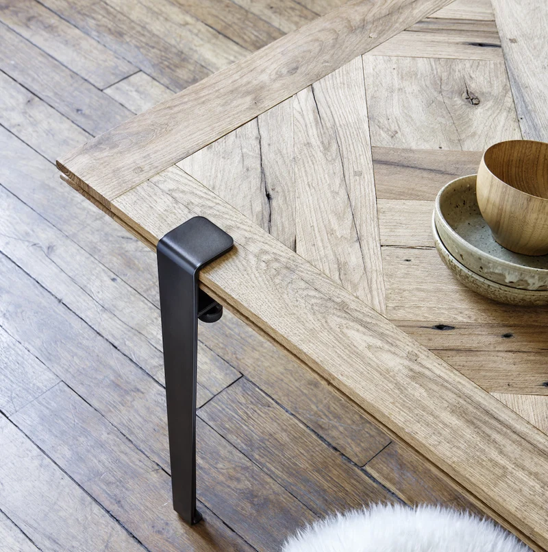 Pied de table en acier gris-noir patiné 43 cm - TIPTOE