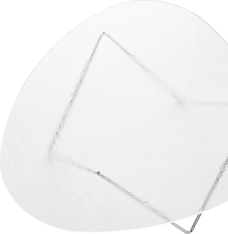 Table basse en verre structuré transparent et acier chromé 106cm Pedrera - Gubi