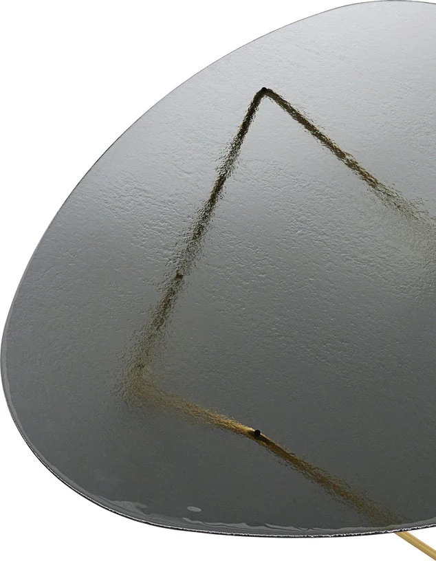 Table basse en verre structuré fumé et laiton 106cm Pedrera - Gubi