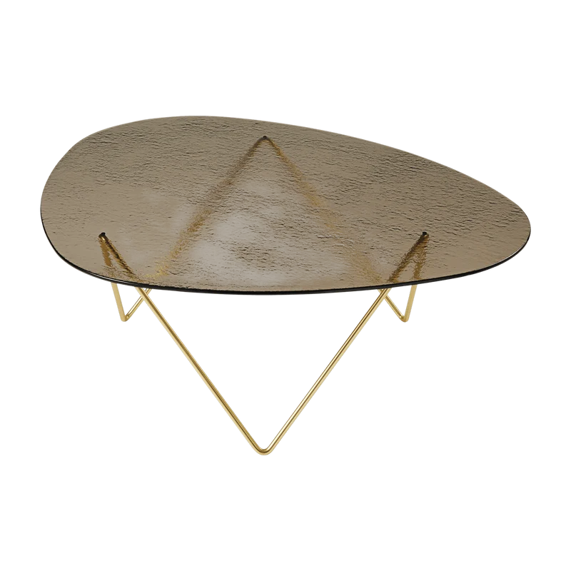 Table basse en verre structuré bronze et laiton 106cm Pedrera - Gubi