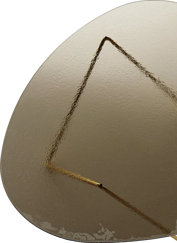 Table basse en verre structuré bronze et laiton 106cm Pedrera - Gubi