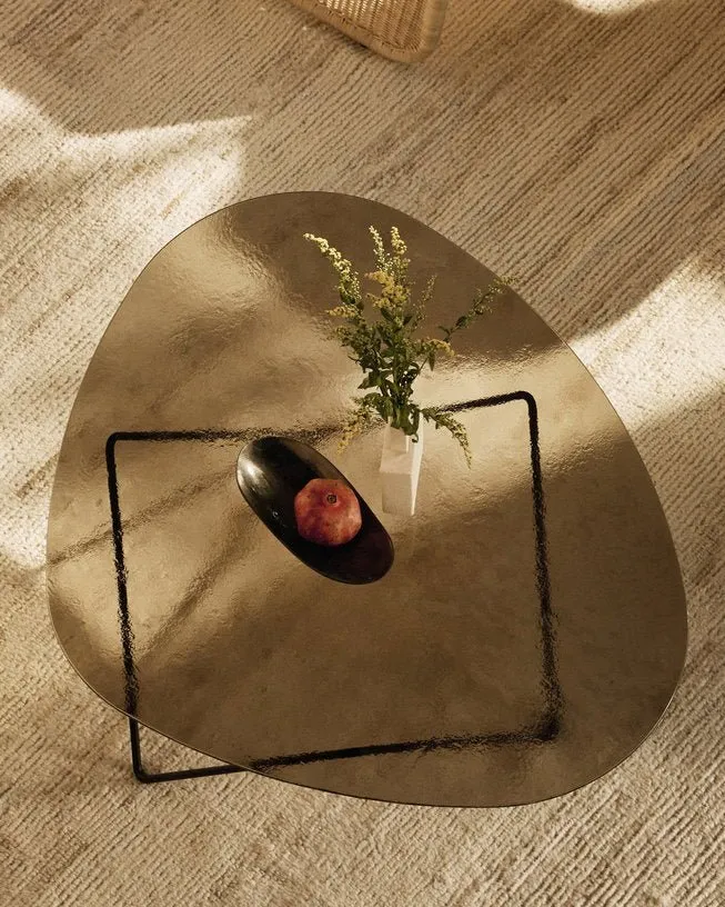 Table basse en verre structuré bronze et laiton 106cm Pedrera - Gubi