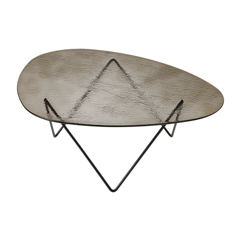 Table basse en verre structuré bronze et acier noir mat 106cm Pedrera - Gubi