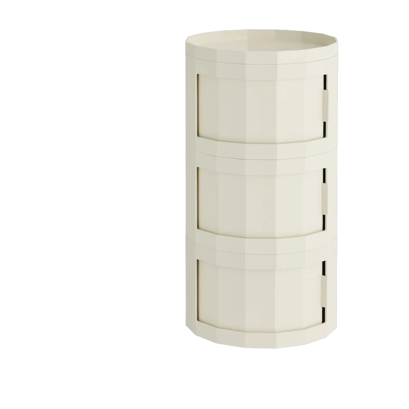 Table de chevet en plastique recyclé blanc cassé 3 portes 38x71cm Facet - HAY