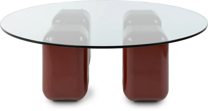 Table basse ronde en verre et bois rouge 100x31,5cm - Fest Amsterdam