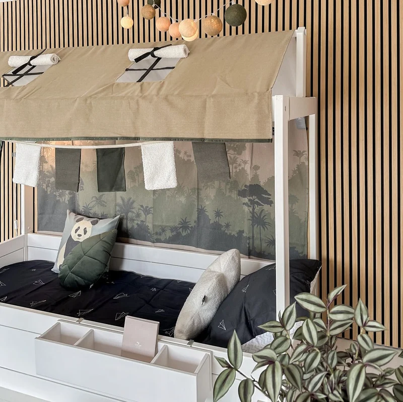 Lifetime Kidsrooms Montessori Bodenbett mit Gestell für Stoffdach Weiss
