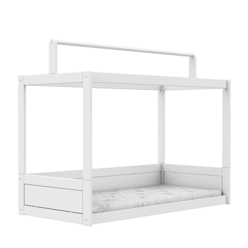 Lifetime Kidsrooms Montessori Bodenbett mit Gestell für Stoffdach Weiss