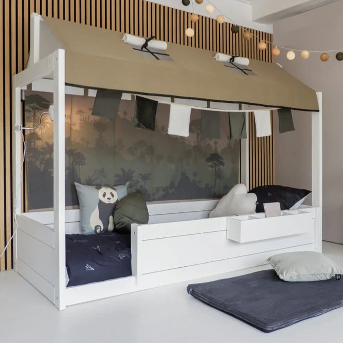Lifetime Kidsrooms Montessori Bodenbett mit Gestell für Stoffdach Weiss
