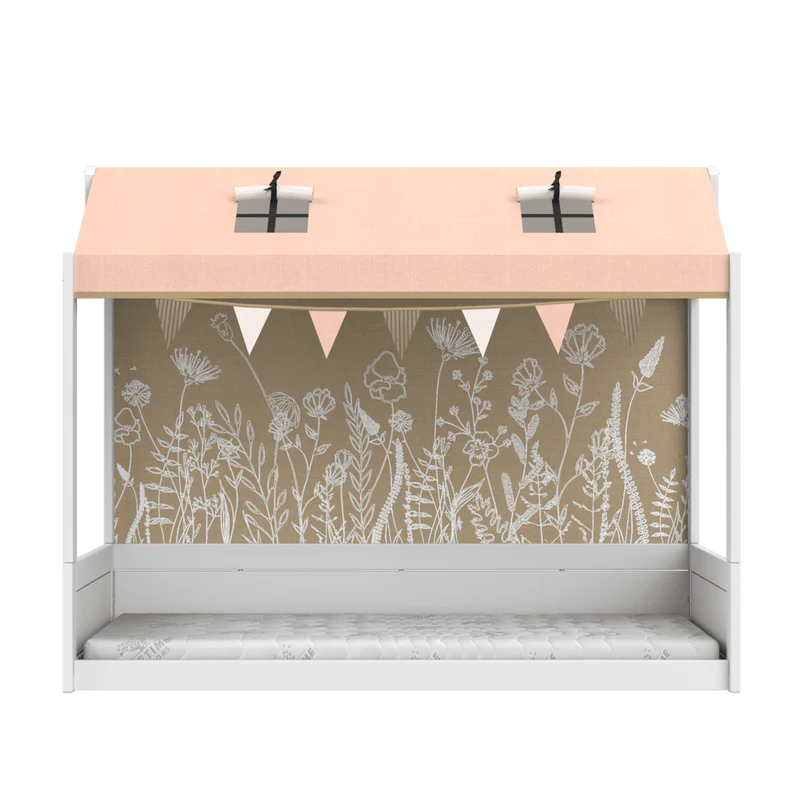 Lifetime Kidsrooms Montessori Bodenbett mit Gestell für Stoffdach Weiss