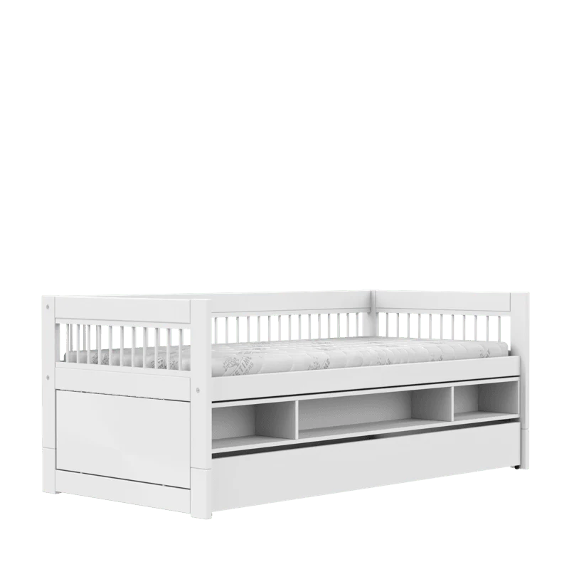 Lifetime Kidsrooms Tagesbett mit Regal und Bettschublade – Breeze Weiss