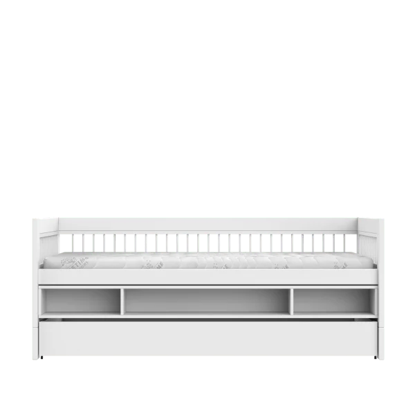 Lifetime Kidsrooms Tagesbett mit Regal und Bettschublade – Breeze Weiss