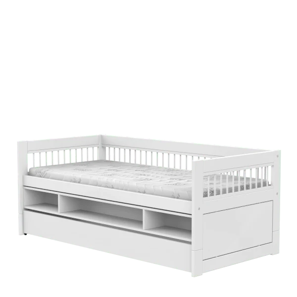 Lifetime Kidsrooms Tagesbett mit Regal und Bettschublade – Breeze Weiss