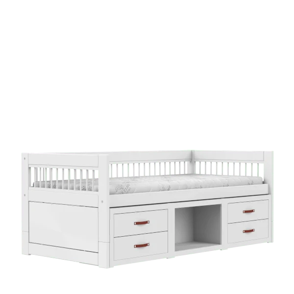Lifetime Kidsrooms Tagesbett mit Regalen und Schubladen - Breeze Weiss