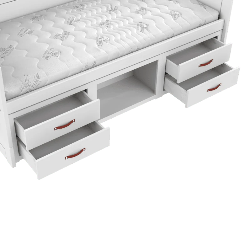 Lifetime Kidsrooms Tagesbett mit Regalen und Schubladen - Breeze Weiss