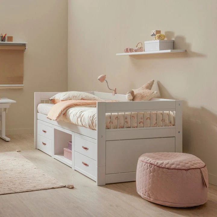 Lifetime Kidsrooms Tagesbett mit Regalen und Schubladen - Breeze Weiss