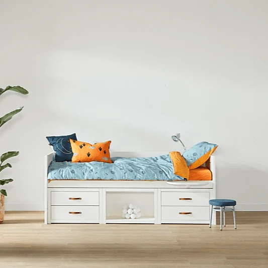 Lifetime Kidsrooms Tagesbett mit Regalen und Schubladen - Breeze Weiss