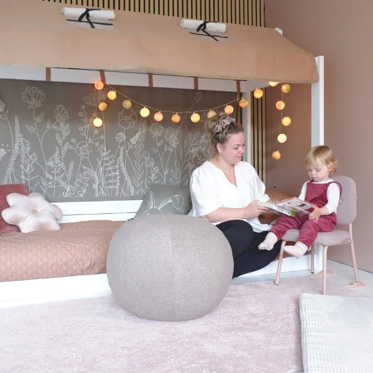 Lifetime Kidsrooms Montessori Bodenbett mit Gestell für Stoffdach und Bettfronten Weiss