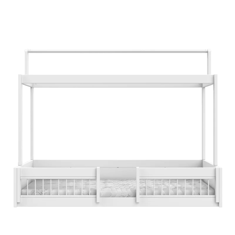 Lifetime Kidsrooms Montessori Bodenbett 120 mit Gestell für Stoffdach Weiss