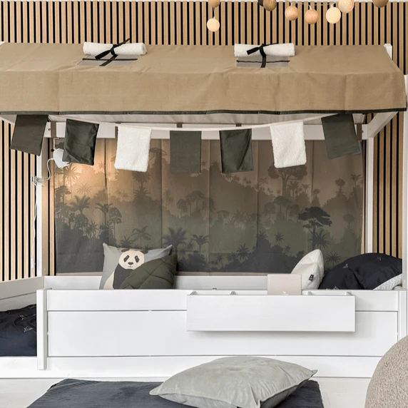 Lifetime Kidsrooms Montessori Bodenbett 120 mit Gestell für Stoffdach Weiss