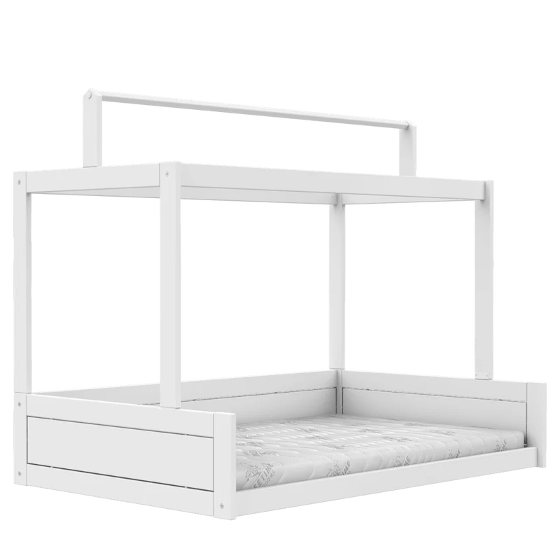 Lifetime Kidsrooms Montessori Bodenbett 120 mit Gestell für Stoffdach Weiss